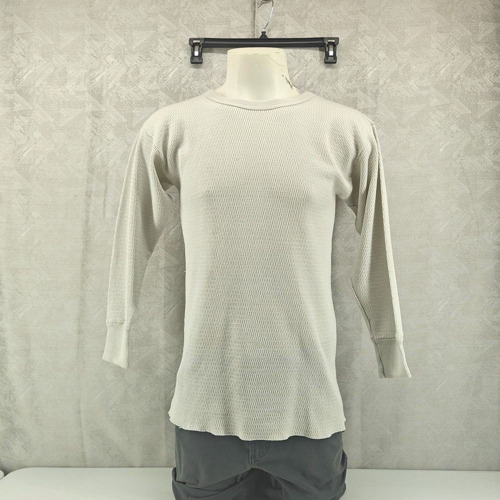 Vintage Hanes Thermal Shirt Men XL White Waffle Knit 70s 80s Undershirt Gorpcore